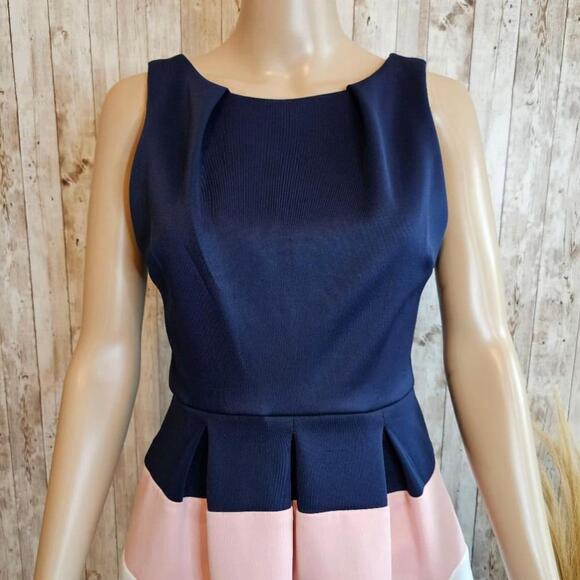 Juniors B. Darlin Navy Blue, Pink and White Dress Size 5/6 - Picture 2 of 8